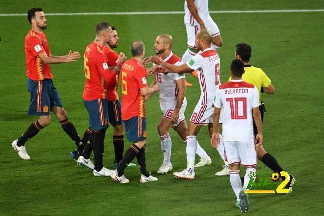 انتهاء الشوط الاول (اسبانيا X المغرب )
