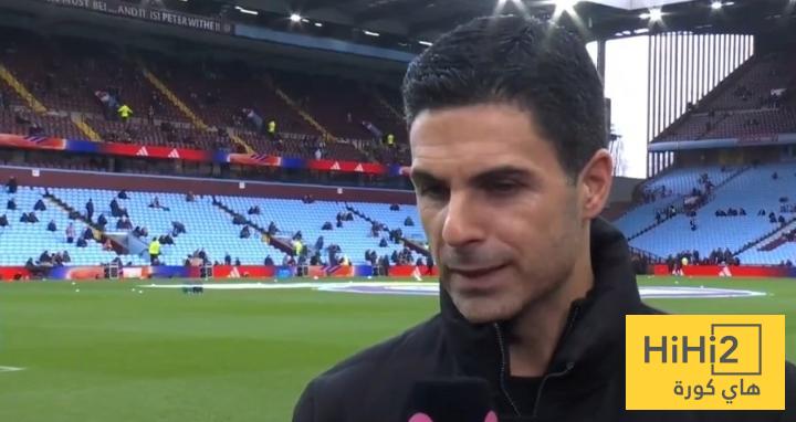 تعليق ارتيتا قبل مواجهة استون فيلا