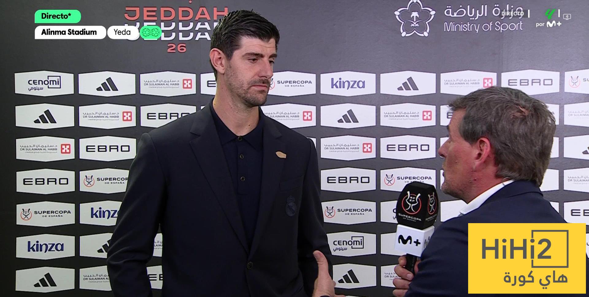 كورتوا يحلل أهداف برشلونة التي استقبلها في نهائي السوبر