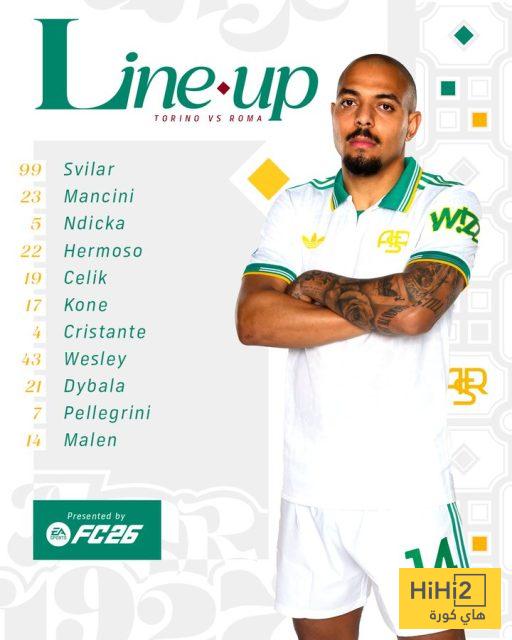 تشكيلة روما الرسمية لمباراة تورينو في الدوري الإيطالي 4 تشكيلة روما الرسمية لمباراة تورينو في الدوري الإيطالي 3