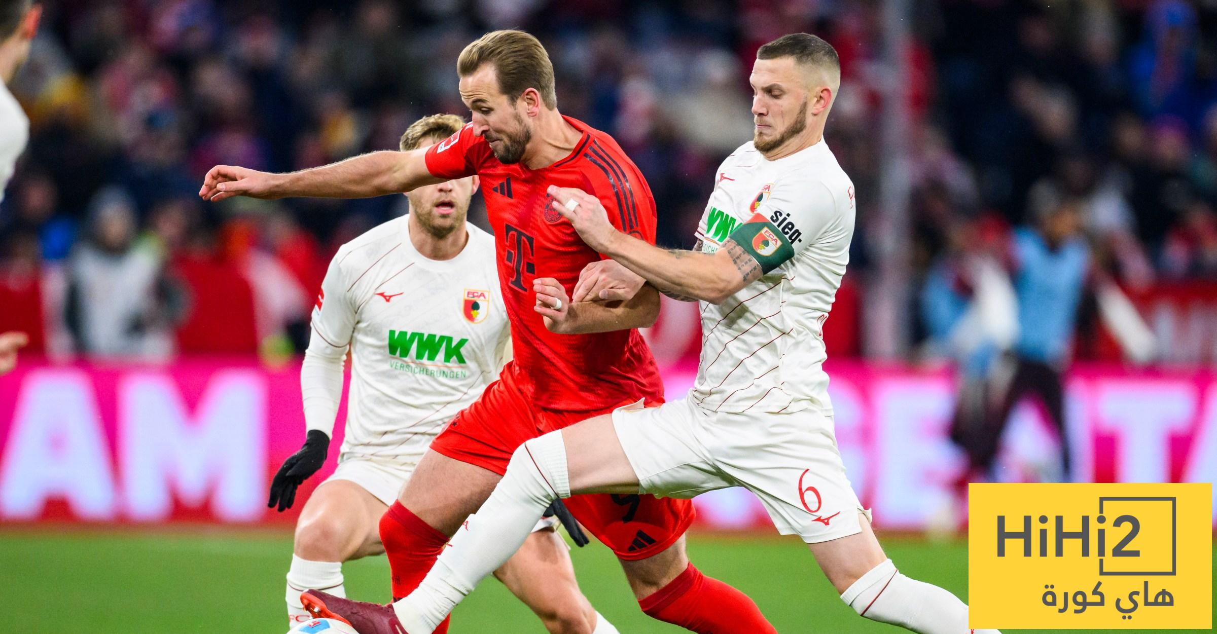 نتائج آخر خمس مباريات بين بايرن ميونيخ واوغسبورغ
