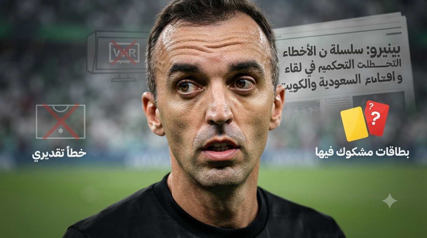 خبير تحكيمي يكشف أخطاء حكم مباراة السعودية والكويت
